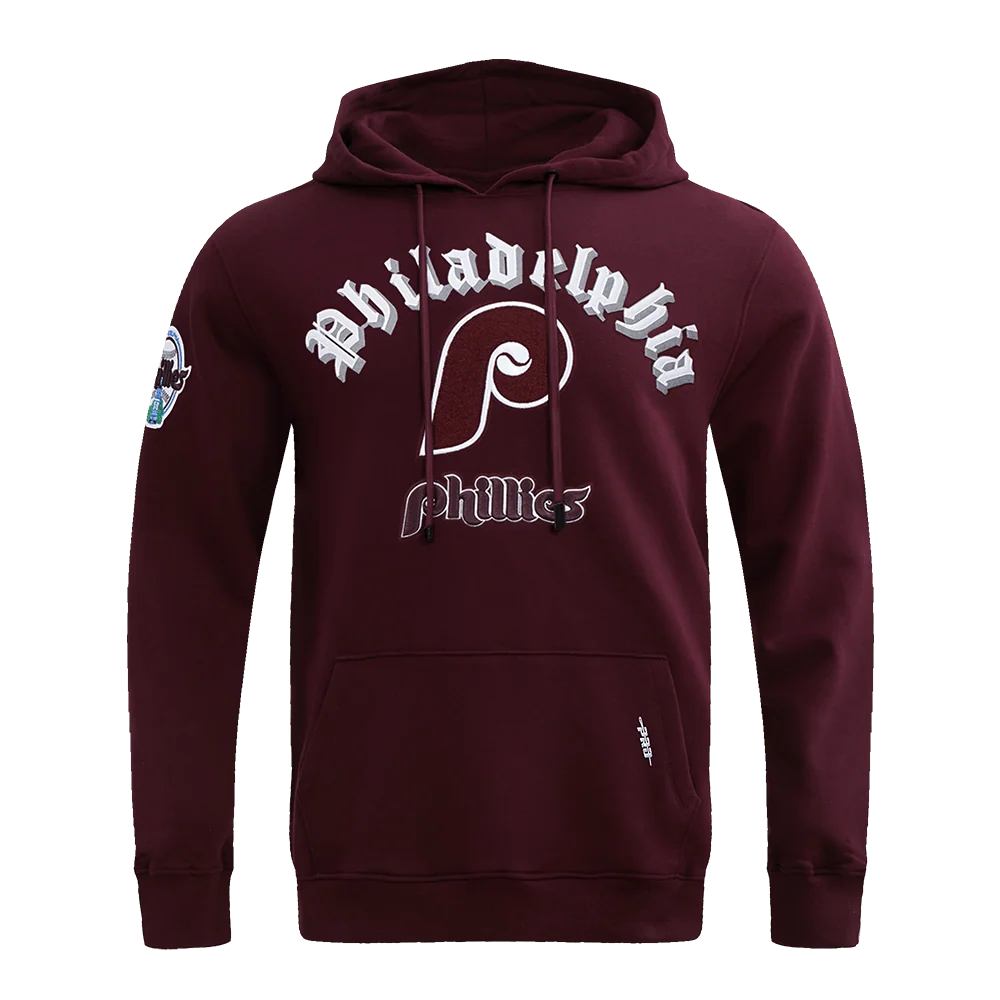 Pro Standard Men's MLB Philadelphia Phillies Old English Pullover Hoodie - Wine - WINE